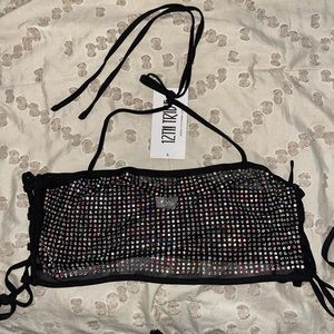 Rhinestone crop top 12th tribe
